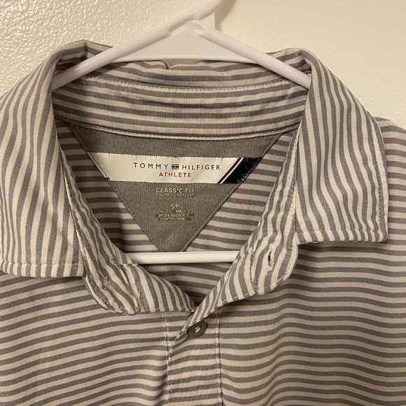 Tommy Hilfiger Athlete SS Men's polo shirt, Classic Fit Size S, Gray and white - Picture 4 of 6